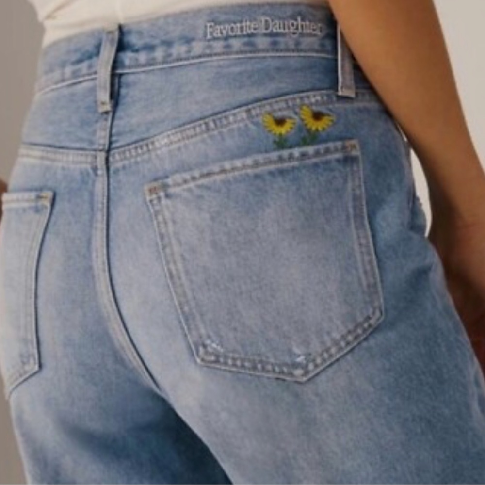 Favorite Daughter The Tommy mid rise boyfriend Blue Embroidered Jeans size 31 - Picture 12 of 12